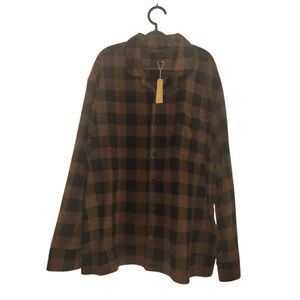 SKIMS Fleece Sleep Shirt Jasper Buffalo Check Pajamas 2x MENS